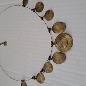 Elegant Gold Bronze Disc Necklace
